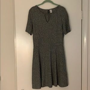 Grey knit keyhole dress